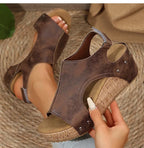 Women's Sandals High Heels Sandals With Wedges Shoes Woman Platform Sandals Summer Peep Toe Heeled Slippers Sandalias De Mujer