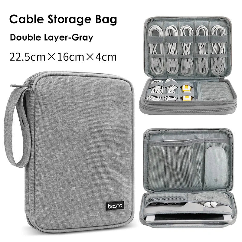 Electronics Protective Storage Bags for Cable Organizer Bag Handheld Tech Pouch for Tablet Phones & Power Banks Organizador Case