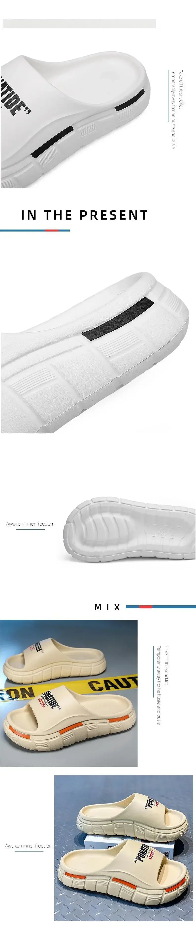 Men's Slippers for Home Use with Letter Patterns in Multiple Colors.Summer Soft Anti-slip Quick-drying and Lightweight Sandals