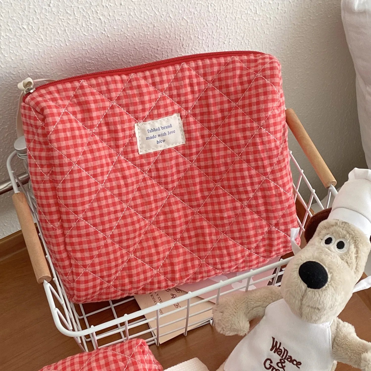 Large Capacity Cotton Makeup Bag Women Sweet Cosmetics Storage Bag Portable Travel Toiletry Bag Brushes Cosmetic Bag