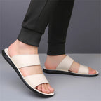 Slippers for Men Luxury Brand Leather Casual Slippers 2025 Summer New Beach Slippers for Men Non Slip Flat Sandals Large Size48