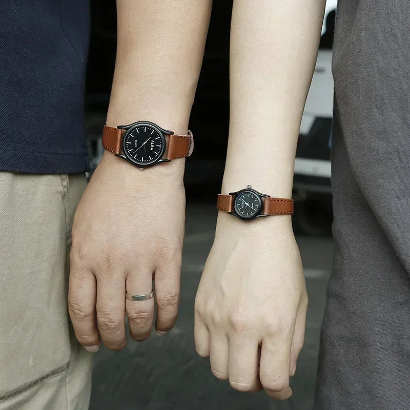 Couples Watches Leather Strap Minimalist Fashion Quartz Wristwatches Multiple Colors for Loved Ones Gift Parejas Reloj