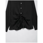 Women Satin Knot Shirt Autumn Women's Long Sleeves Women's Shirts Simple Female Button Shirts & Blouses