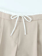 Willshela Women Fashion Solid Lace Up Side Zipper Straight Pants Vintage High Elastic Waist Female Chic Lady Trousers