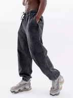 2025 New Washed and Worn Sweatpants for Women European and American Looped Casual Sports High Waisted Versatile Pants