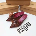 Women Sandals 2025 Spring Melissa Woman Slingback Shoes Fashion Ladies High Heels Elegant Med Heel Pointed Toe Slip on Sandal