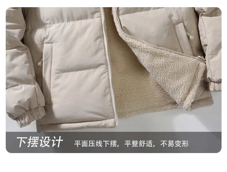 Winter Cotton Coat for Men - New Style, Lamb Hair Padded Cotton Coat, Double-sided Wear, Loose and Warm Cotton Jacket for Women