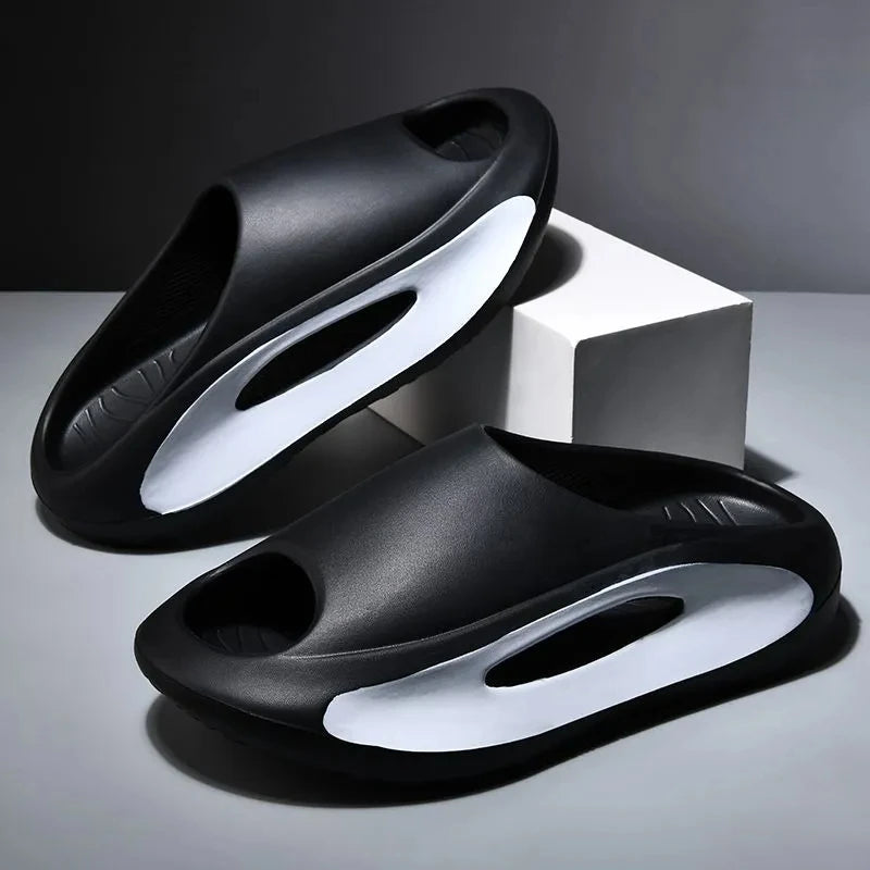 New Men Slippers Slides with a Sense High Aesthetic Value External Wear Anti Slip Thick Bottom, Beach Cool Slippers for Men