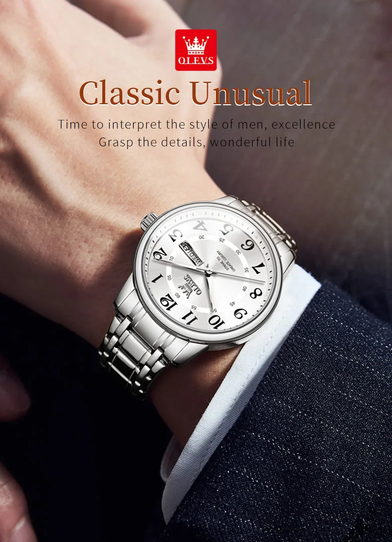 OLEVS 2891 Couple Watches Digital Dial High Quality Stainless steel Wristwatch for Men Women