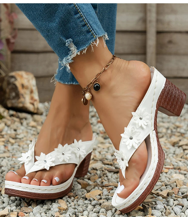 Women's Sandals 2025 Summer Shoes Woman High Heels Sandals New Flip Flops Women Heeled Sandals Summer Footwear Outdoor Slippers