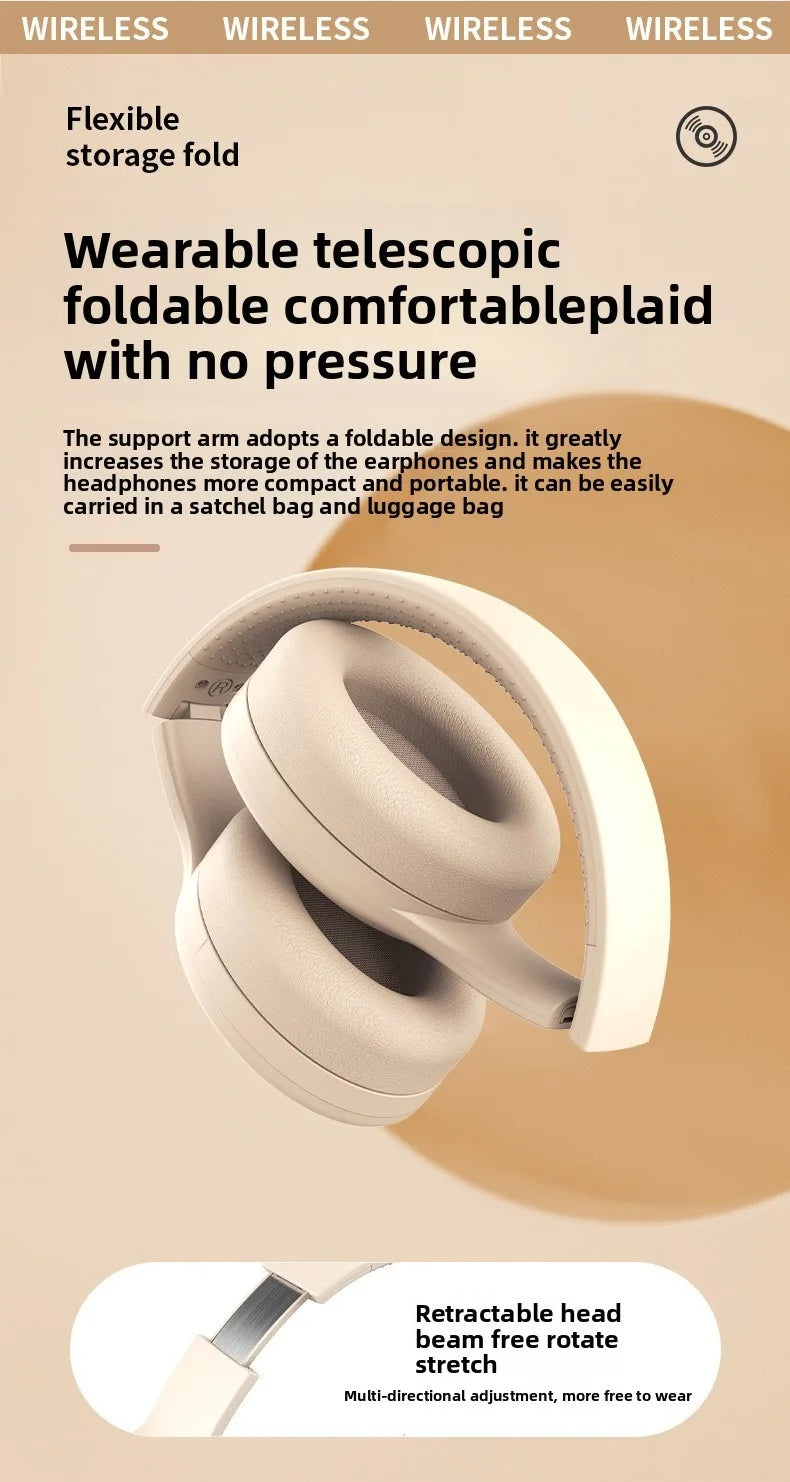 Wireless Bluetooth Headphones Over Ear HIFI Stereo Headsets Noise Reduction Sports Gaming Earphones Music Player with Mic gifts