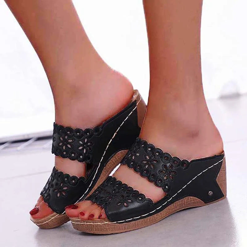 Sandals Shoes Women Summer Platform Shoes Woman Slip On Walking Shoes Wedge Women's Sandals Retro Woman Slippers Female Footwear