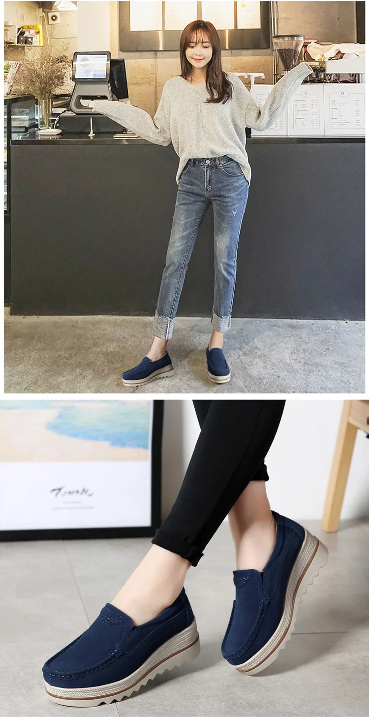 2023 Spring Women Flats Shoes Platform Slip On Flats Woman Sneakers Female Suede Ladies Tenis Loafers Moccasins Casual Shoes