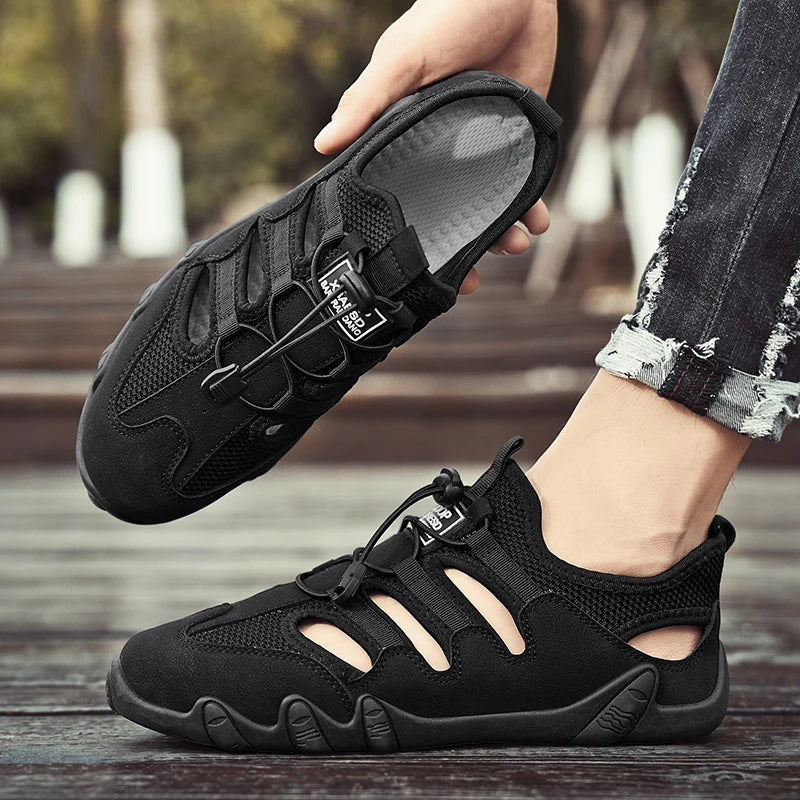 Men's Summer Sandals, Breathable and Comfortable, Cut Out Slip-On Driving Shoes, Walking Shoes, River Tracing Shoes, Wading Shoes, Beach Shoes, Suitable for Outdoor Use