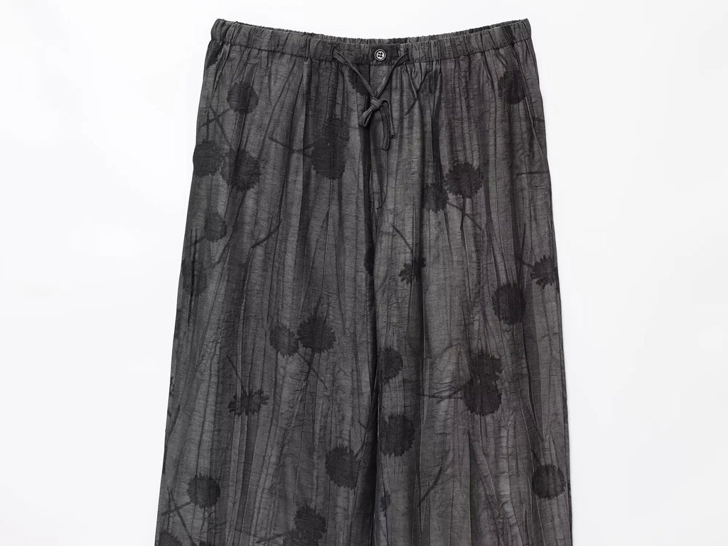 Women Print Long Pants Sets For Women Lapel Half Sleeve Single Breasted Shirts + High Waist Lace-Up Wide Leg Pants