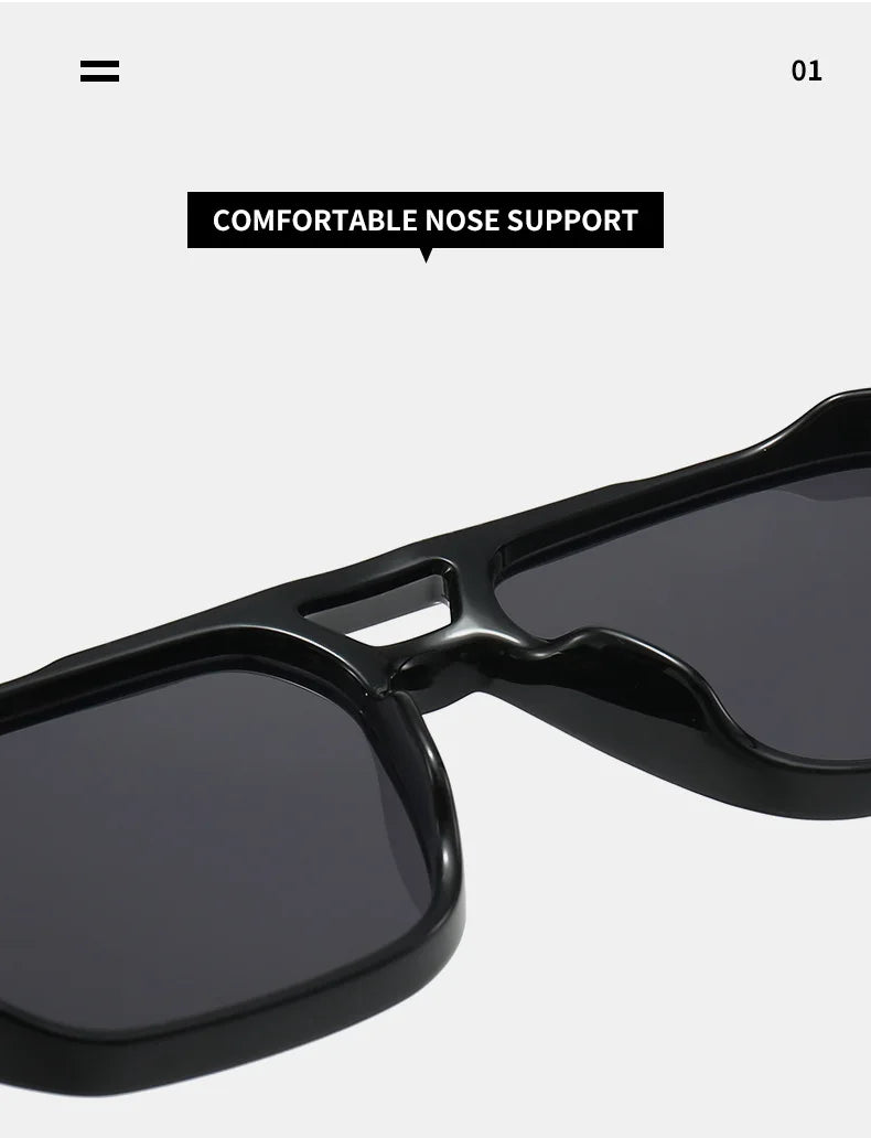 New Retro Double Bridge Square Sunglasses For Women Men Fashion Luxury Design Rivets Sun Glasses Trending Shades UV400 Eyeglasse