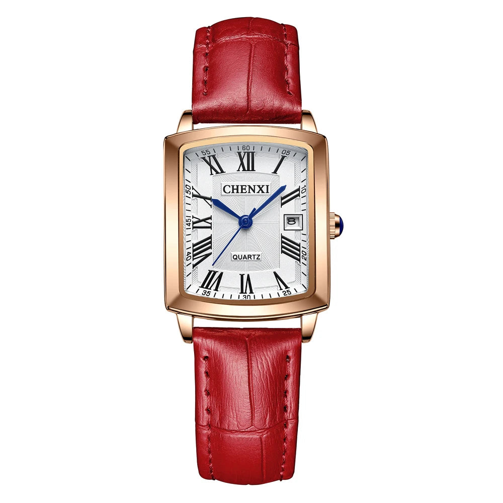 Couple Woman & Men Casual Watches Luxury Brand Square Dial Fashion Leather Strap Lover's Dress Quartz Watch Relogios Femininos