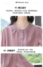 Embroidered Blouse Women Short Sleeve Summer Loose Slimming Top