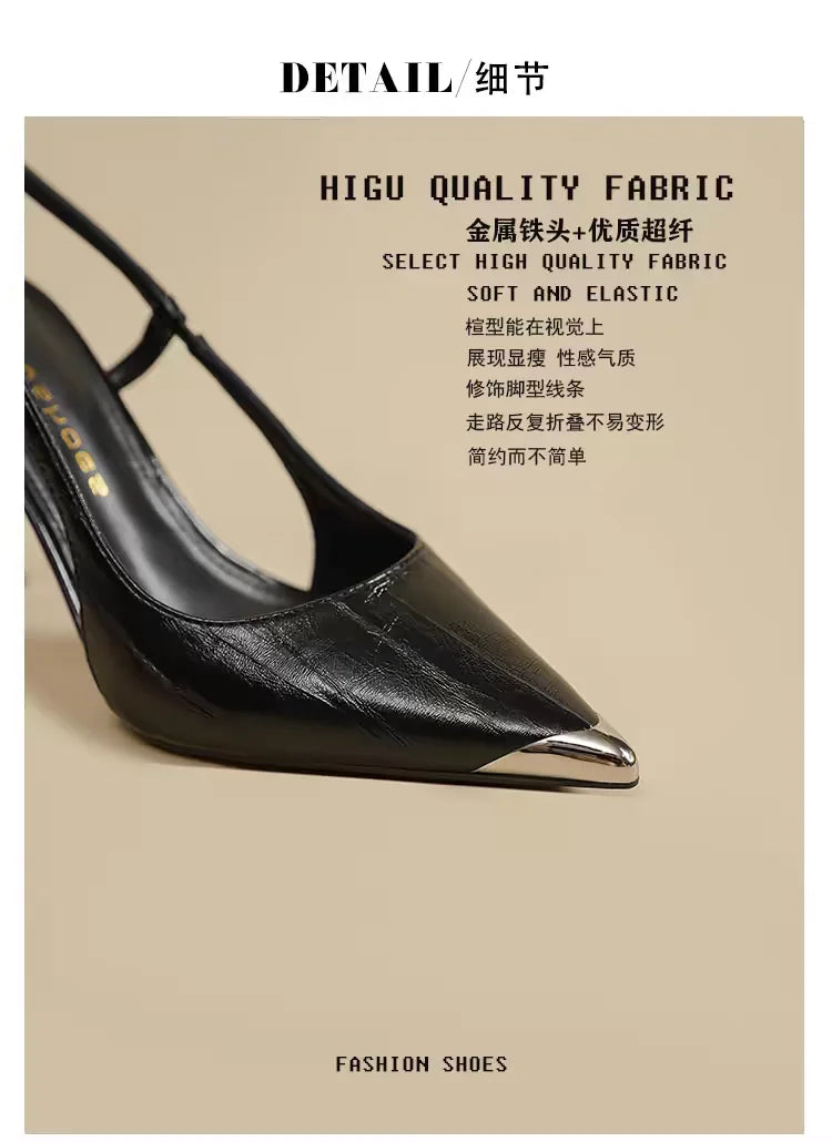 Women High Heels Sandals Pointed Toe Shoes Sexy Slingback Woman Slippers Summer 2025 Trend Designer Dress Pumps Sandalias Mujer