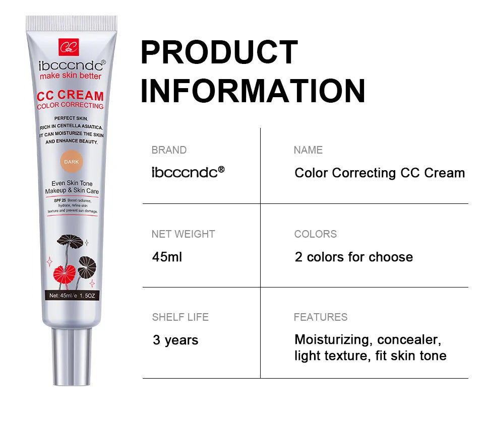 CC Cream for Face Concealer Makeup Foundation Concealer Full Coverage Cosmetics Base Female Cc Moisture erborian