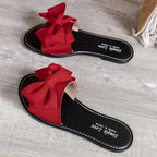 Women Slippers 2025 New Fashion Sandals Slides Women Summer Bow Keep Warm Shoes Women Flat Plus Size Slippers Zapatos De Mujer