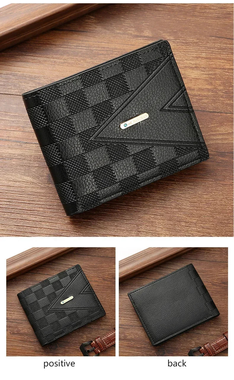 Men's Wallet Casual Short Wallets Youth Fashion Soft PU Leather Business Credit ID Card Holder Billfold Purse Mini Money Bag