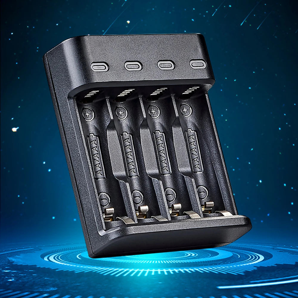 Battery Charger 4 Slot Intelligent Fast Charge With LED Indicator For 1.2V NiMH NiCd AAA/AA Rechargeable Batteries USB Charger