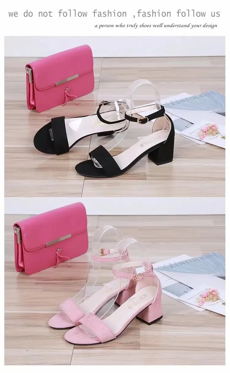 Heeled Sandals Women 2024 Elegant Woman Shoes with Low Heels Luxury Designer Block Heel Sexy Best Selling Products