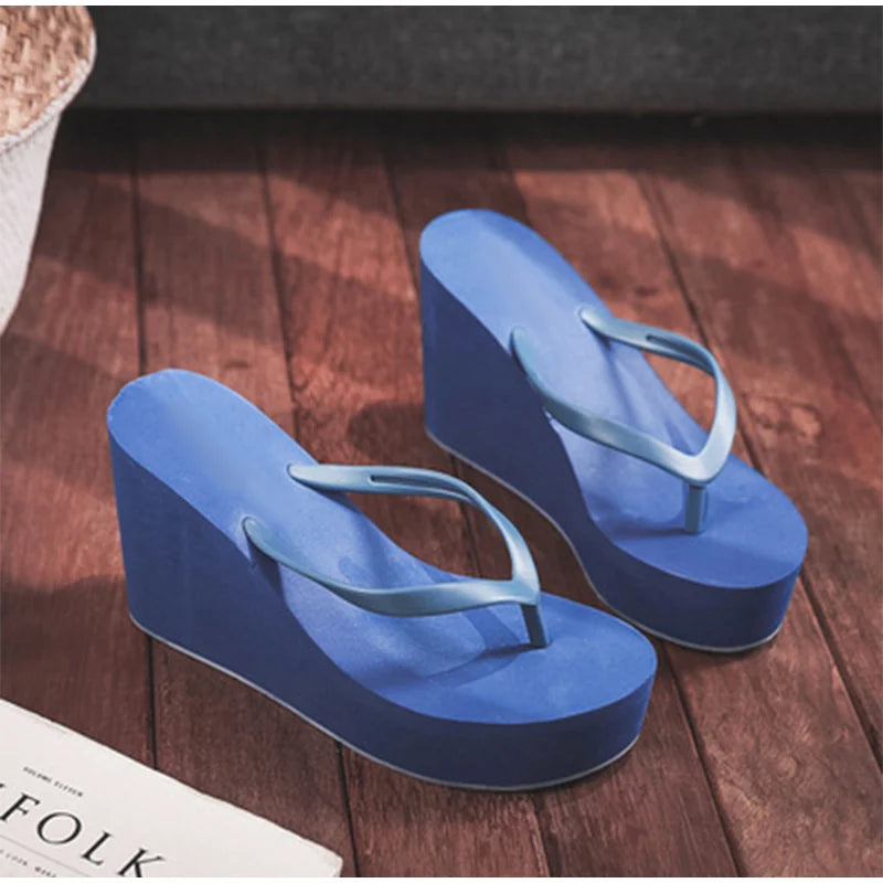 Women's Slippers  Flip Flops Fashion Wedges PU Solid Ladies Elegant Slides Comfort Casual Soft Slip On 2021 Summer Beach Shoes