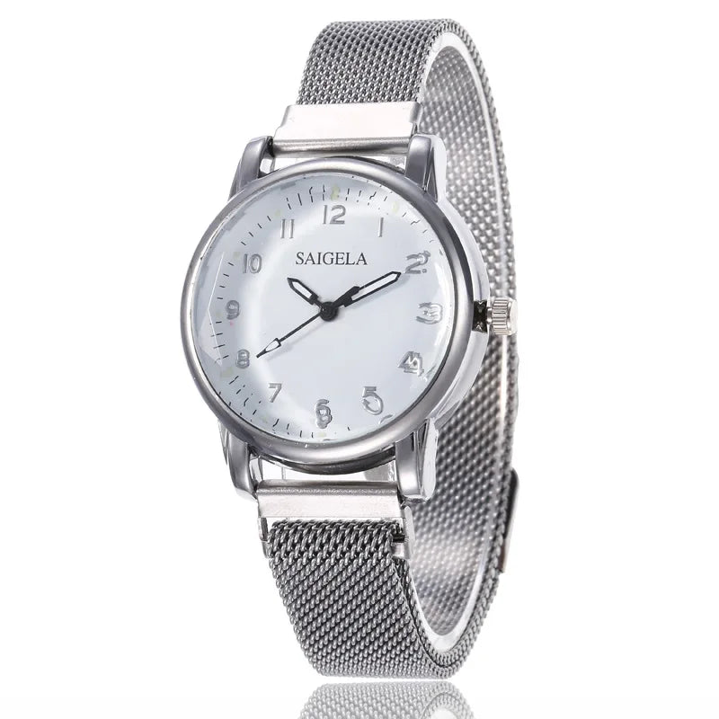 Women's Watches Simple Fashion Oirginal Wristwatch for Female Stainless Steel Mesh Strap Waterproof Magnet Buckle Reloj