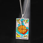 Dawapara 22 Styles Tarot Card Good Luck Amulet Necklace Sun Moon UV Colorful Pendant Stainless Steel Spiritual Jewelry