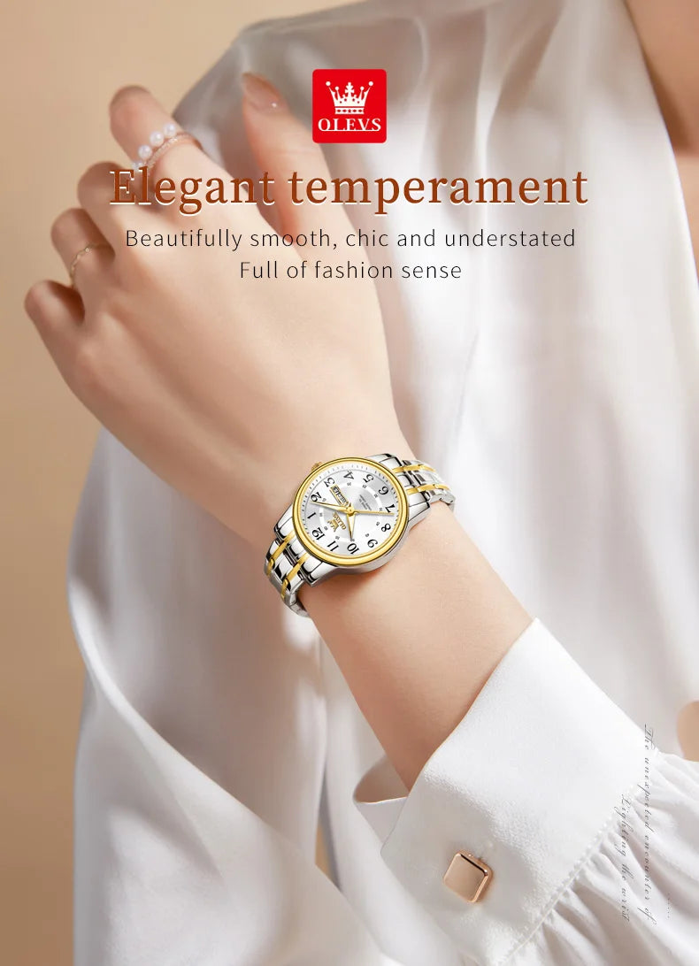 OLEVS 2891 Couple Watches Digital Dial High Quality Stainless steel Wristwatch for Men Women