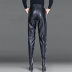 Pants for Women High Waist PU Leather Harem Woman Trousers Aesthetic One Size Classic Autumn Trends 2025 90s Outfits Clothing G
