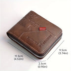 Men's Wallet Made of PU Wax Oil Skin Purse for Men Coin Purse Short Male Card Holder Wallets Zipper Around Money Coin Purse