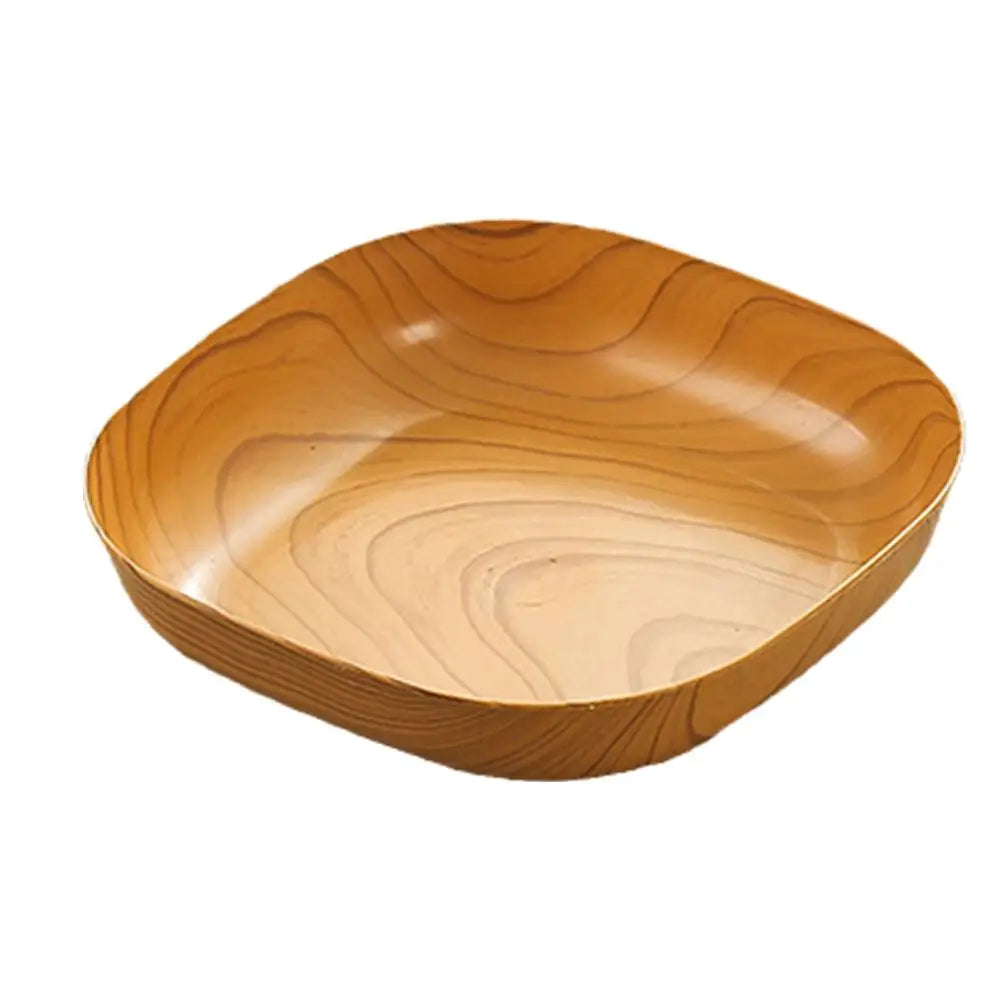 Kitchen Wood Grain Plastic Square Plate Japanese Simple Wood Grain Dish Set For Tableware Kitchen Bowl Dish Dinnerware