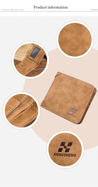 Men's Wallets European and American Retro Wallets Thin Fashion Casual Nubuck Leather Horizontal and Vertical Men's Wallets