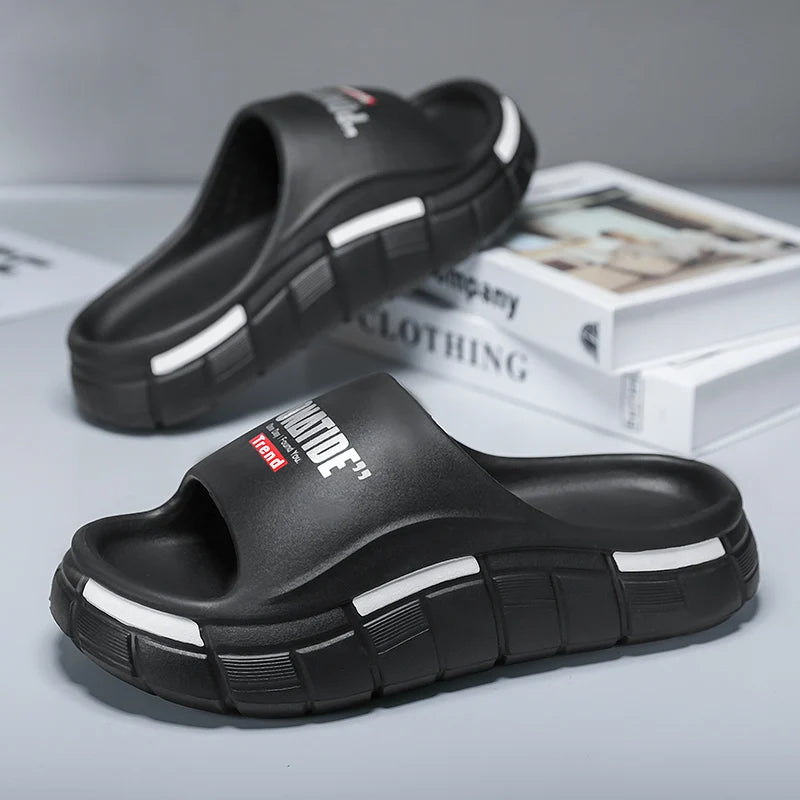 Men's Slippers for Home Use with Letter Patterns in Multiple Colors.Summer Soft Anti-slip Quick-drying and Lightweight Sandals