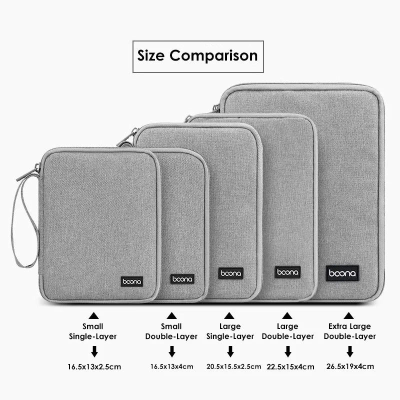 Electronics Protective Storage Bags for Cable Organizer Bag Handheld Tech Pouch for Tablet Phones & Power Banks Organizador Case
