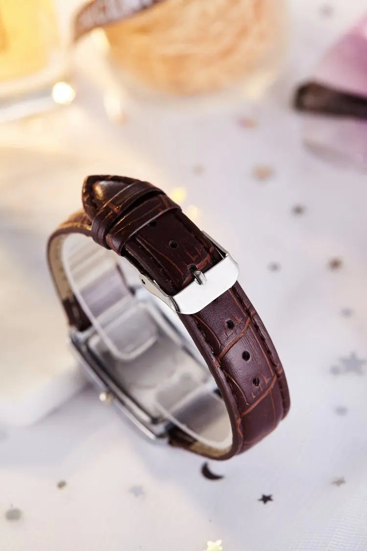 Fashion Couple Watch Luxury Rectangle Dial Women Quartz Watch Men Leather Band Casual Women Leather Wristwatch Relogio Masculino