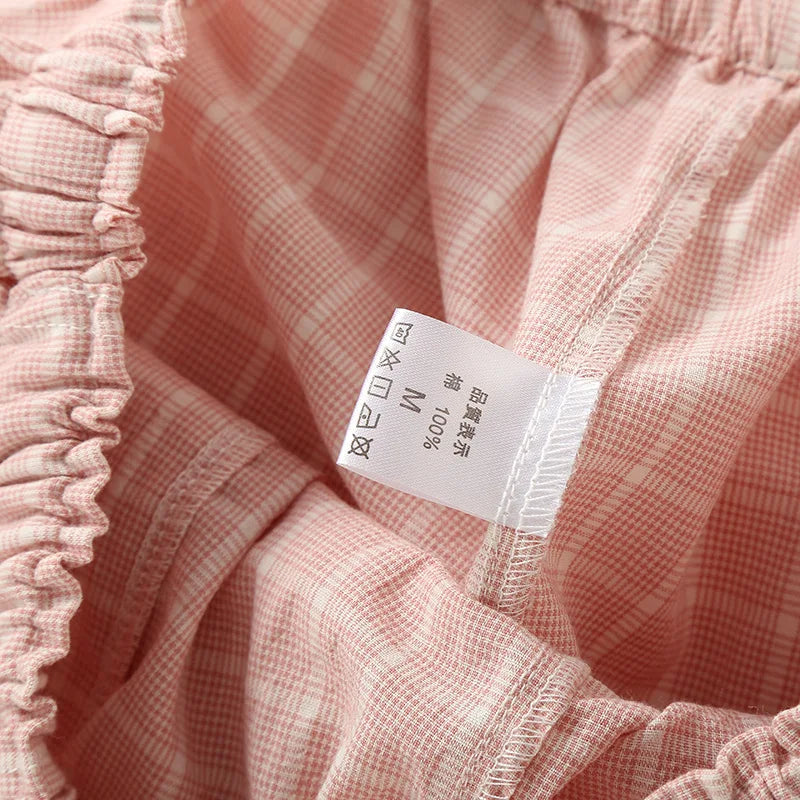 Pajama Pants Women Plaid Cotton Home Trousers Loose Breathable and Soft Straight Leg Trousers Fashionable Sleeping Pants