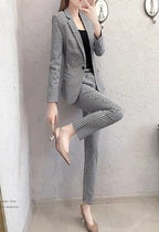 Women's 2 Pant Set Black Baggy Two Pieces Sets Pants for Woman Plaid Outfits Blazer and Trousers Suits Korea Stylish Groups of D