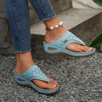 Woman Slippers Leather Non-Slip Soft Platform Shoes Flip Flops Summer Wedge Slippers Lightweight Orthopedic Sandals Slides Women