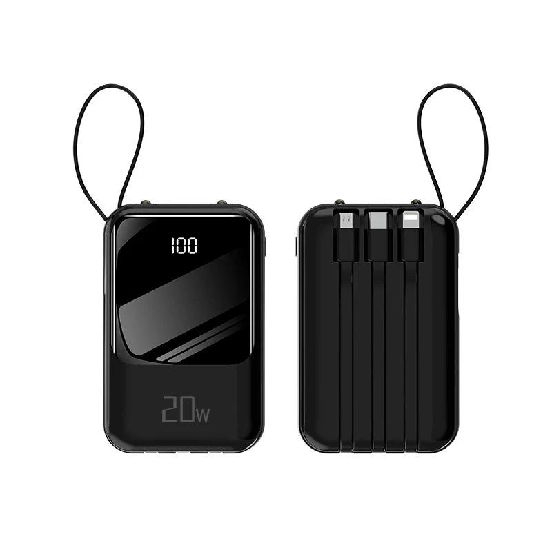 20000mAh Power Bank Suitable IPhone Huawei Xiaomi Portable Battery  Fast Charging Built-In with 4-Wire Digital Display External
