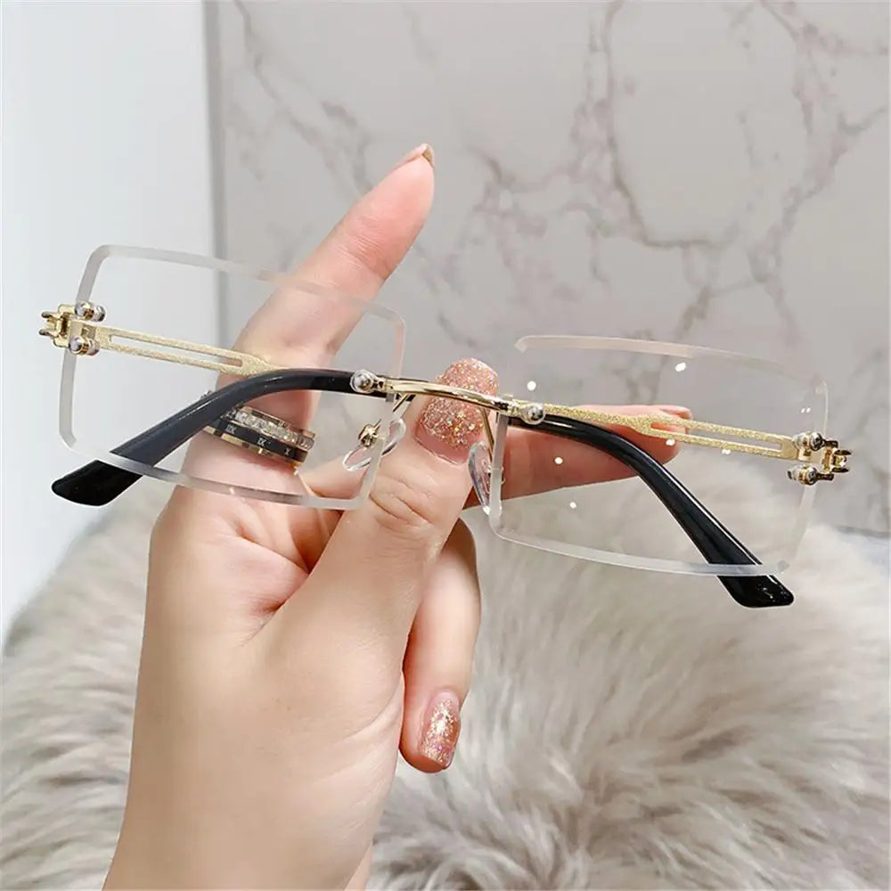 Retro Sunglasses Men Brand Designer Fashion Rimless Sun Glasses Shades Cutting Lens Ladies Frameless Eyeglasses