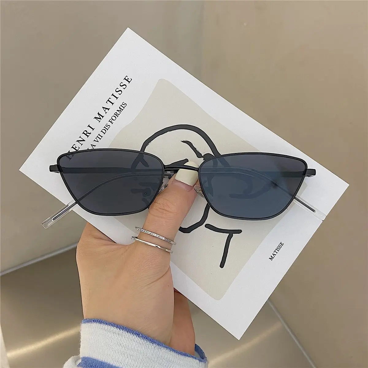 Sunglasses for Women Classic Fashion Oversized Anti-Reflective Vintage Square Metal Sun Glasses Driving Eyewear UV400 Очки