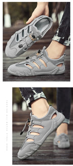 Men's Summer Sandals, Breathable and Comfortable, Cut Out Slip-On Driving Shoes, Walking Shoes, River Tracing Shoes, Wading Shoes, Beach Shoes, Suitable for Outdoor Use