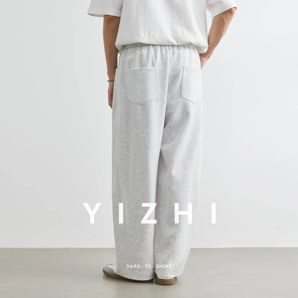 Men's American Fashion Casual Pants 2025 Summer New Style Solid Color Loose Drag Sweatpants Sports Straight Trousers Men's Wear