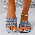 Women Slippers Lightweight Fashion Sexy Slippers Summer Casual Comfortable Shoes Women Square Toe Flat Heel Sandals Slides Women