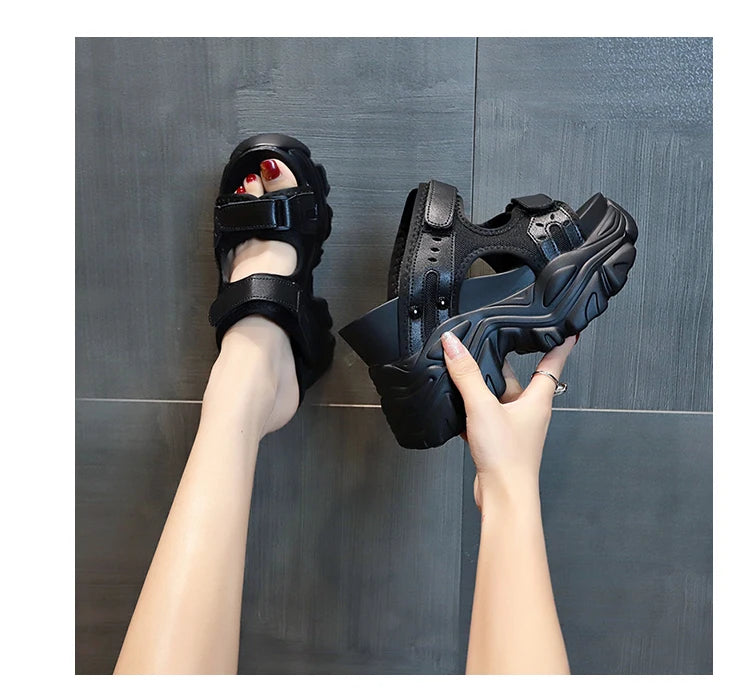 Women Slippers Female Sandals 10CM High Heels Ladies High Platform Beach Slides New 2025 Summer Chunky Flip Flops Woman