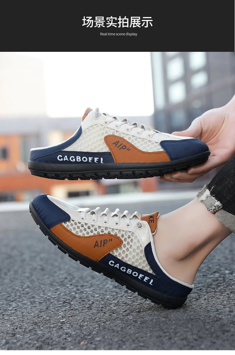 Men's Fashion Soft-soled Half Slippers Men Summer Trendy Bottom Casual Shoes Breathable Slip-on Shoes Sneakers Zapatos De Hombre